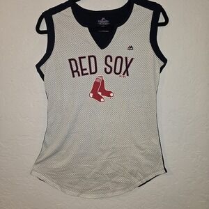 Red Sox Majestic Men's Tank Top Size Medium JERSEY look Navy Blue 100% Cotton